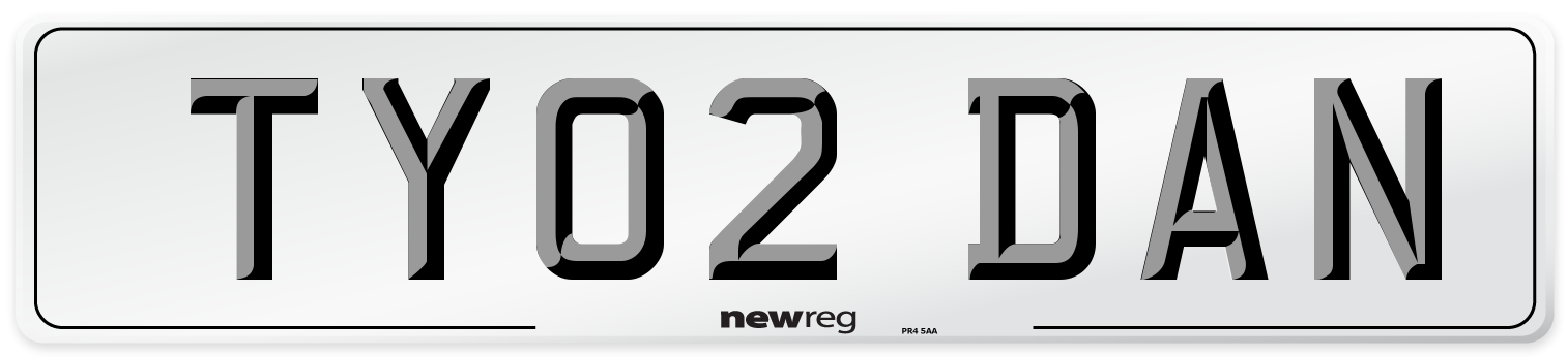 TY02 DAN Number Plate from New Reg